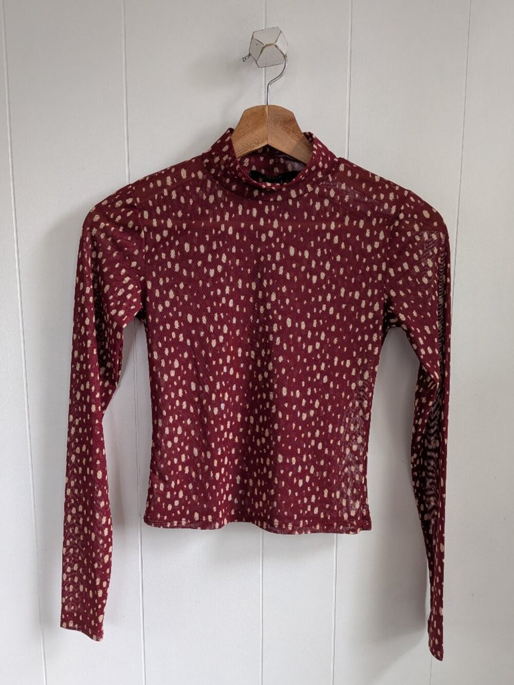 FOREVER21 Sheer Fitted Long Sleeve Top
